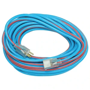 SJTW Extension Cord, 12 AWG, Outdoor, 12/3, 1 Outlets, 5-15R, Blue/Red, PVC, 5-15P, 50 ft