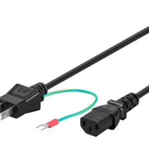 Power Cord - JIS 8303 (Japan) to IEC 60320 C13, 18AWG, Black, 6ft