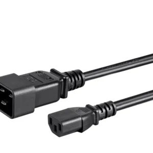 Power Cord - IEC 60320 C20 to IEC 60320 C13, 14AWG, 15A/1875W, 3-Prong, SJT, Black, 3ft