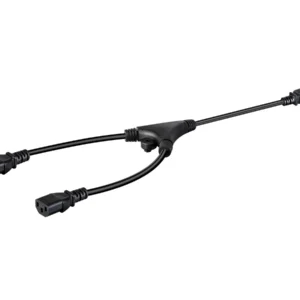 Heavy Duty Splitter Power Cord - IEC 60320 C20 to 2x IEC 60320 C13, 14AWG, 15A, SJTW, 100-250V, Black, 2ft