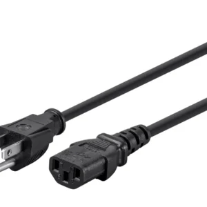 Power Cord - NEMA 5-15P to IEC 60320 C13, 18AWG, 10A/1250W, 125V, 3-Prong, 10ft, Black