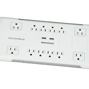 12 Outlet Power Surge Protector with 2 Built-In USB Charger Ports - 4320 Joules